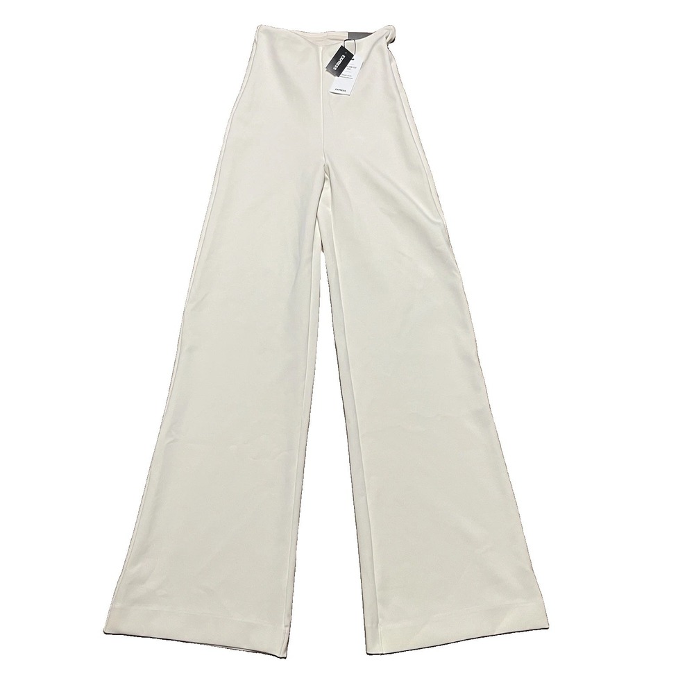 Express Body Contour Pants Size S Ivory Wide Leg Super High Rise Shapewear NEW